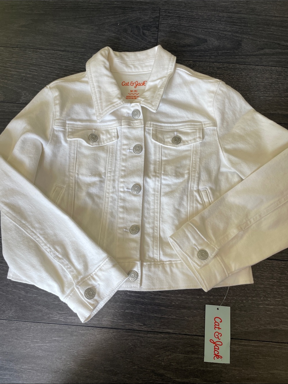 Cat & Jack White Kids Denim Jacket with Button Front
